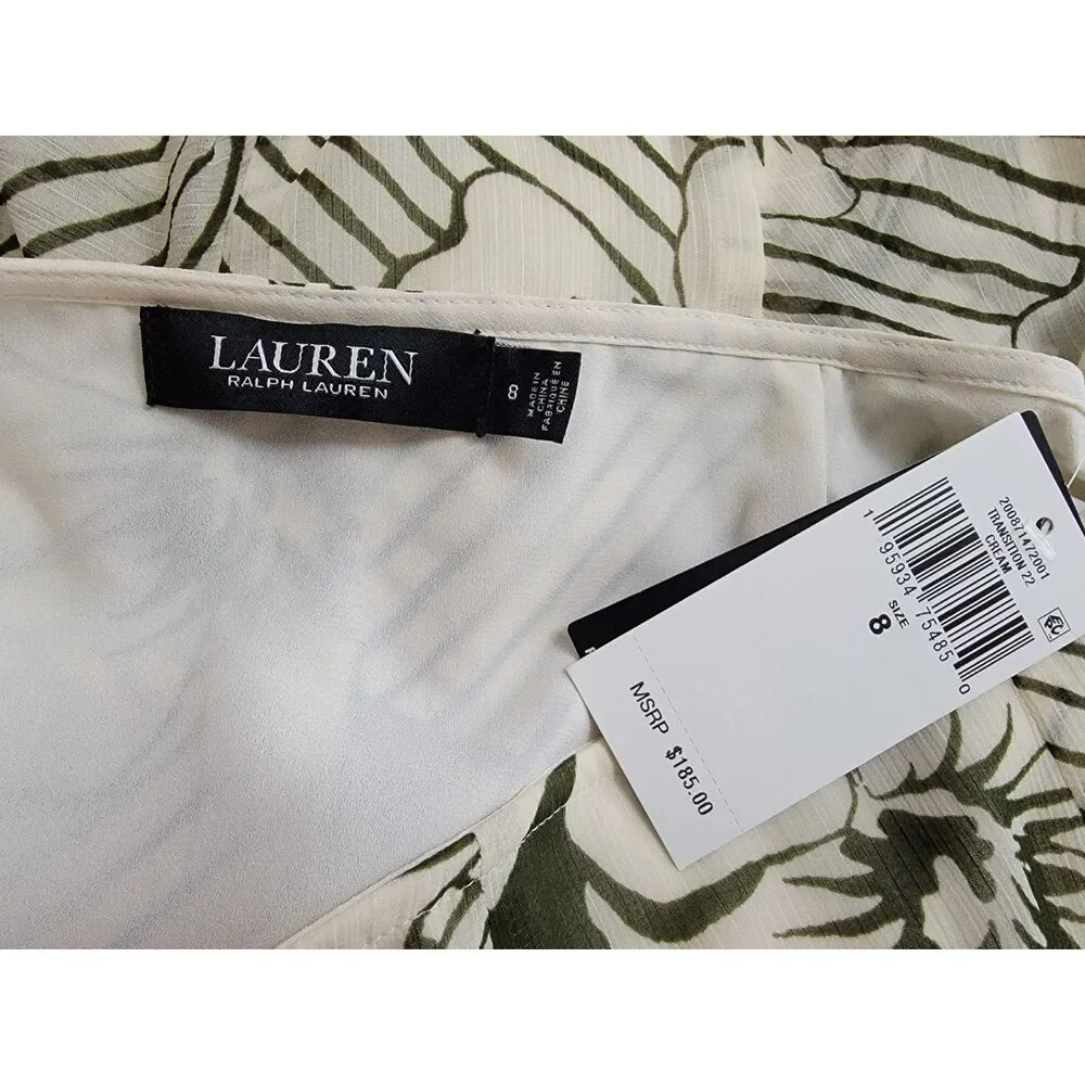 NWT Ralph Lauren Floral Striped Olive Green Mini Skirt - sz 8 - Picture 6 of 7